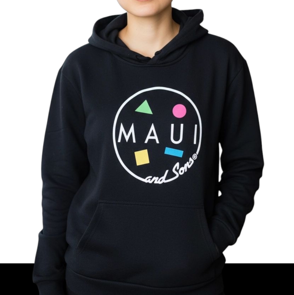 Maui and Sons Unisex Hoodie Sweater Black with Cookie Logo Size XL